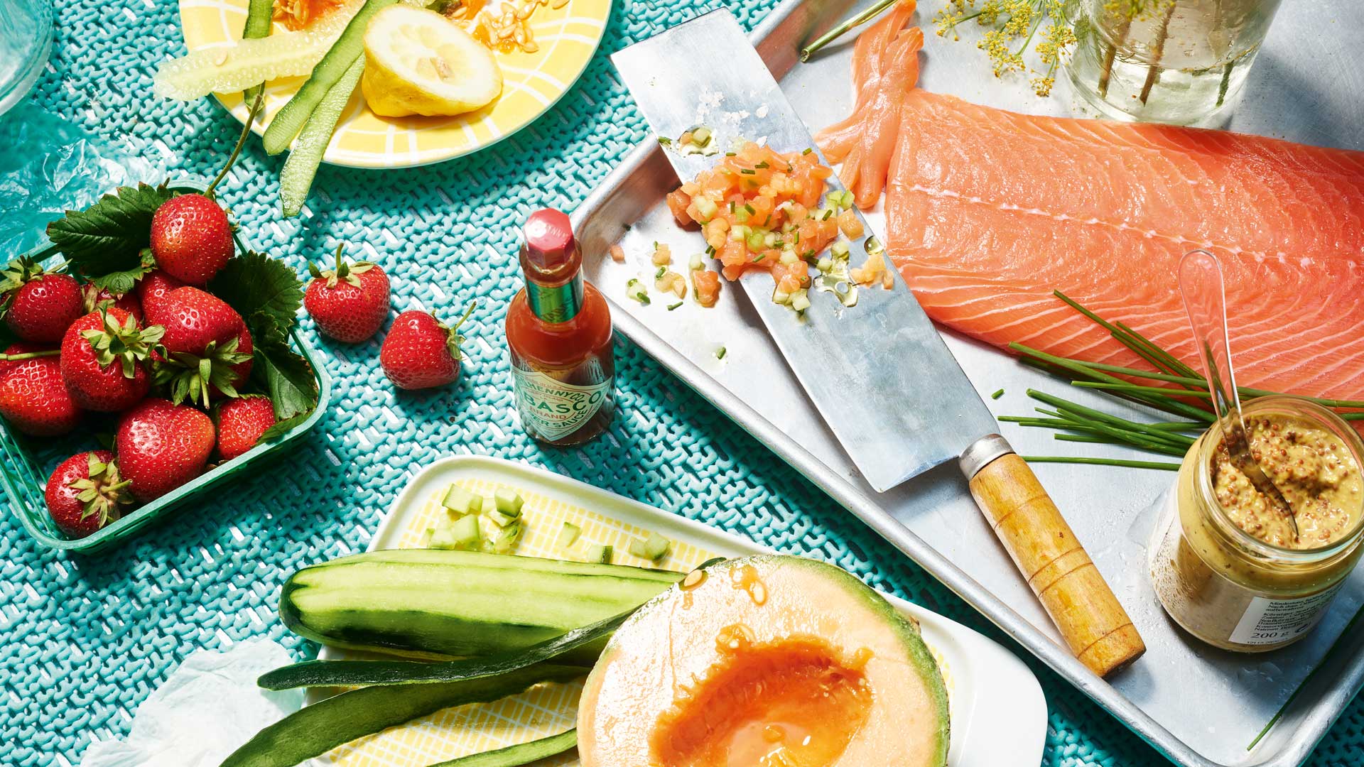 Produktbild: Lachs Erdbeeren Melone und Gurke