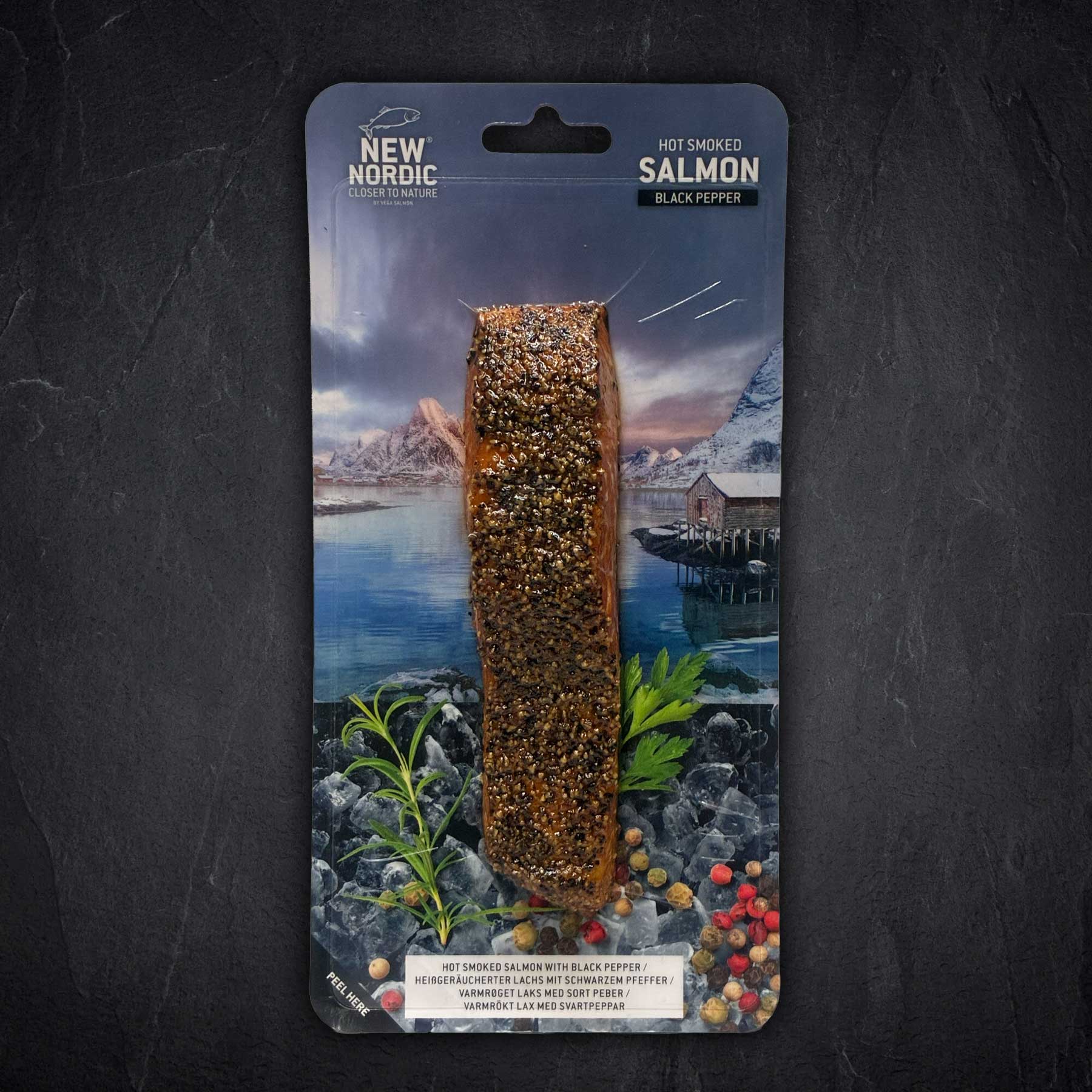 Stremellachs heißgeräuchert mit Pfeffer 