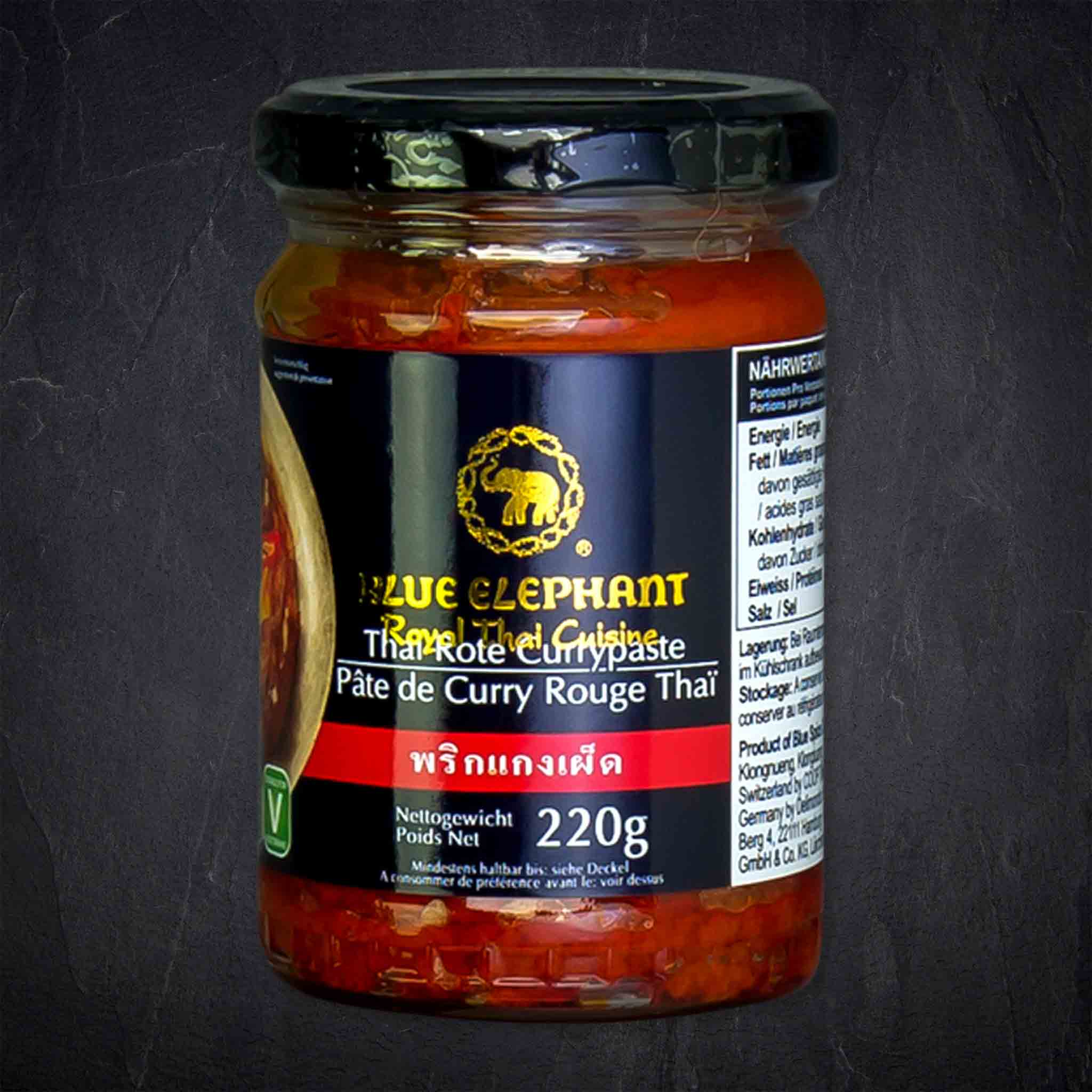 Produktbild: 977643_Trocken_CurryPaste_Rot_220g_Thai_Blue_Elephant