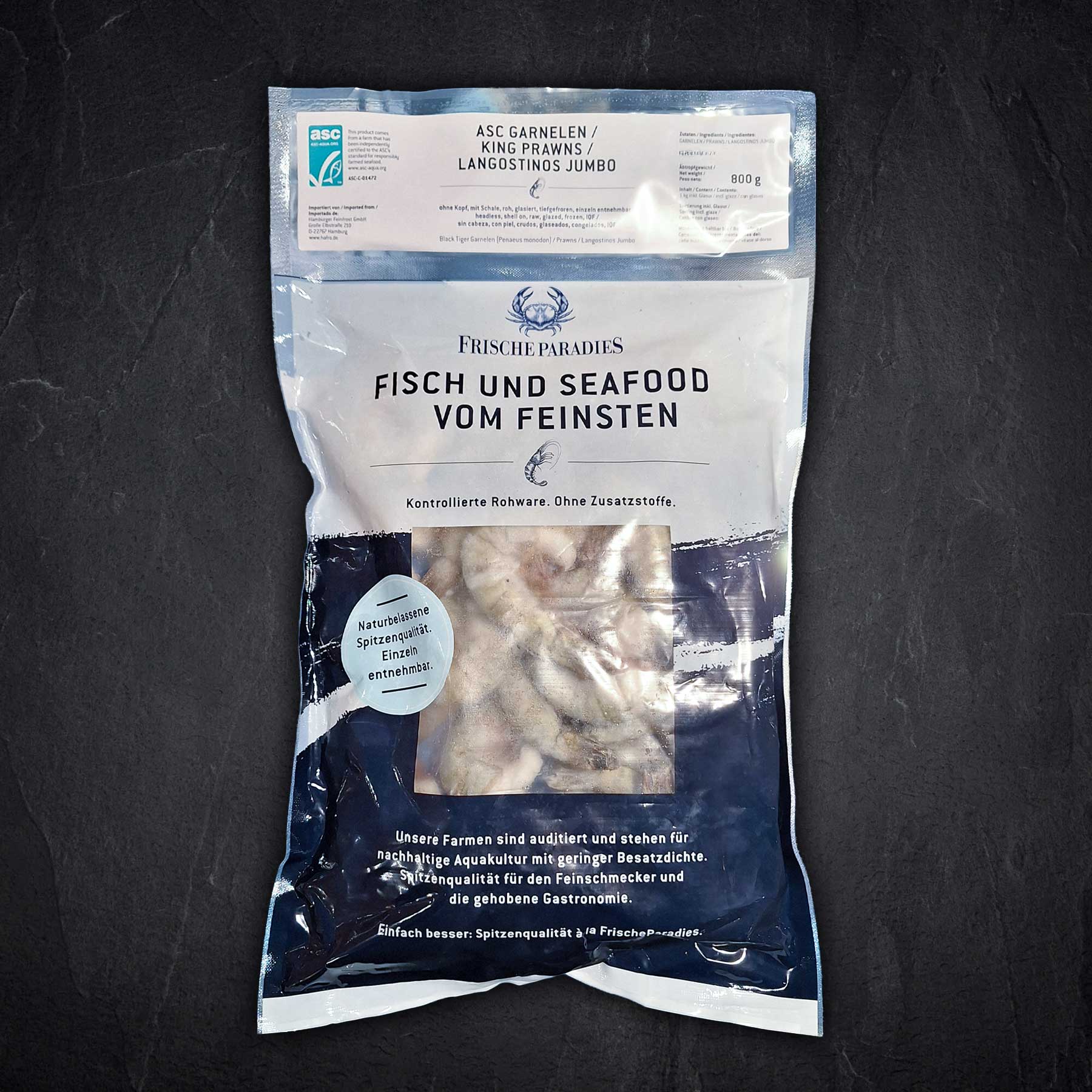 ASC Black Tiger Garnelen ohne Kopf mit Schale  6/8 