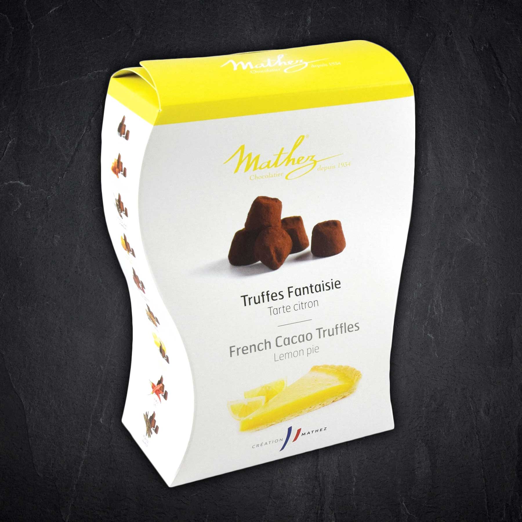 Schokoladentrüffel Truffes Fantaisie mit Zitronentortenstückchen